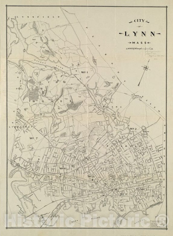 Historical Map, ca. 1905 City of Lynn, Mass, Vintage Wall Art