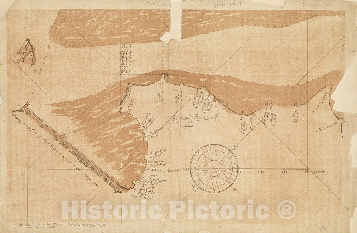 Historical Map, 1853 [Boston Wharves, from Long Wharf], Vintage Wall Art