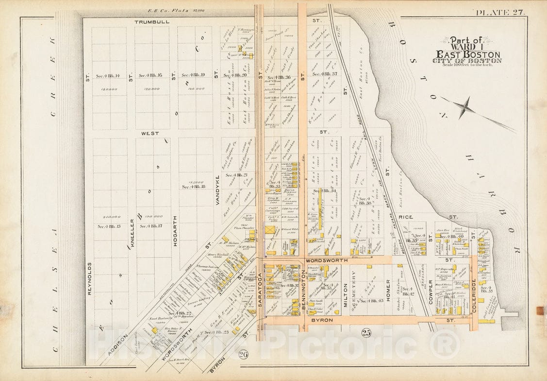 Historical Map, 1892 Atlas of The City of Boston : East Boston, Mass. : Plate 27, Vintage Wall Art