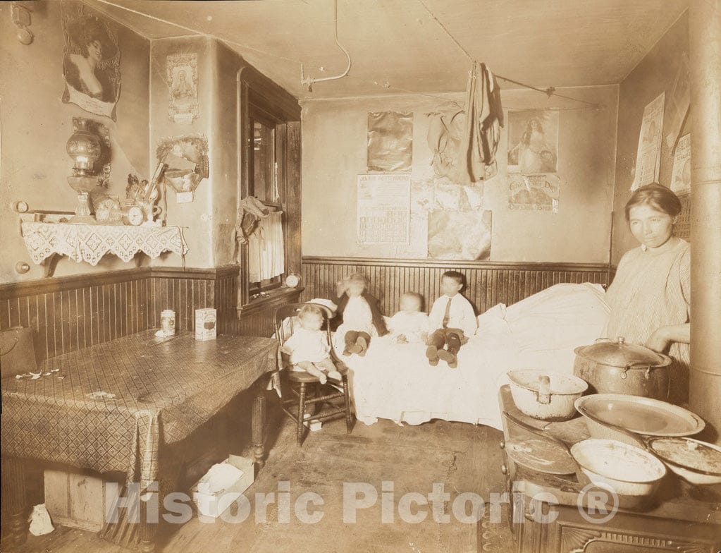 Historical Map, 1910 Tenement Apartment, Boston, Vintage Wall Art