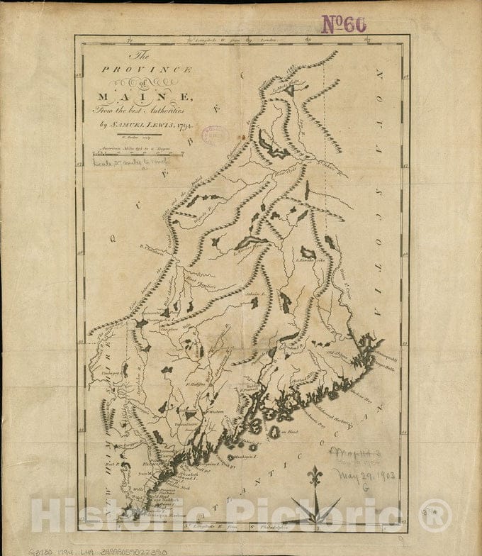 Historical Map, 1795 The Province of Maine, from The Best Authorities, Vintage Wall Art