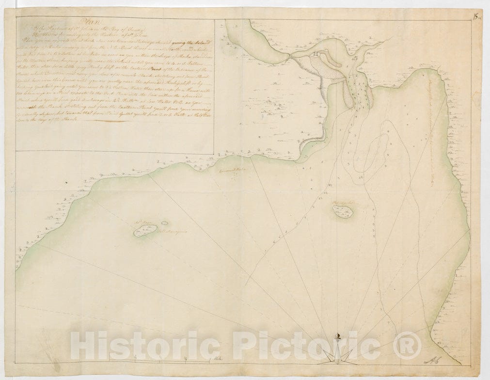 Historical Map, 1758 Plan of the Harbour of St John's in the Bay of Fundy= Plan & Section of the Fort as it is Near Finish'd, Vintage Wall Art
