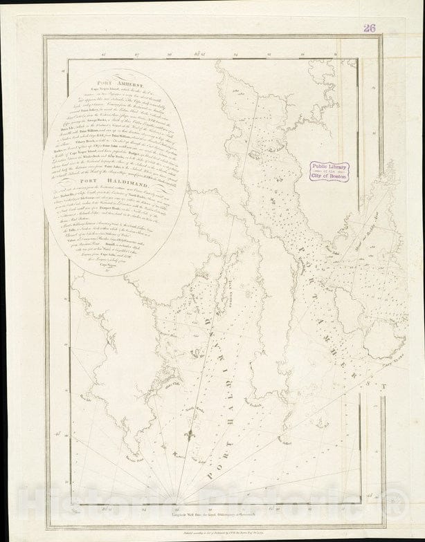 Historical Map, 1775 Port Amherst : Port Haldimand, Vintage Wall Art