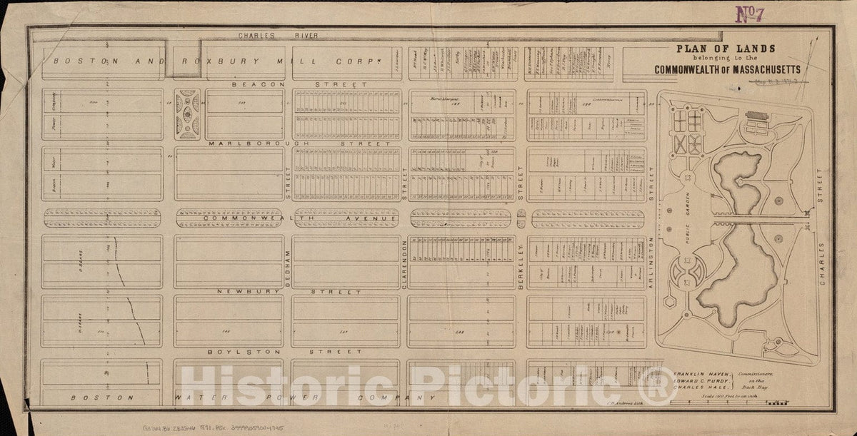 Historical Map, 1871 Plan of Lands Belonging to The Commonwealth of Massachusetts, Vintage Wall Art