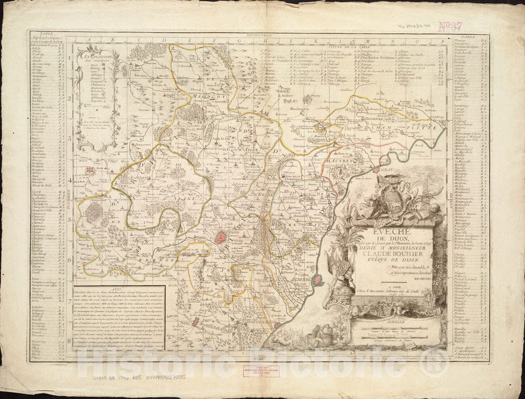 Historical Map, 1764 EveIâ€šcheI de Dijon, Vintage Wall Art