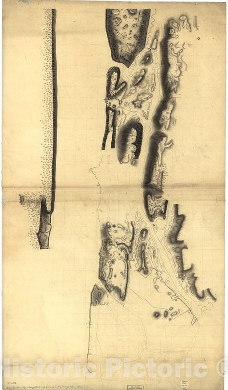 Historical Map, 1778 Unfinished Draught for a Topographical map of The Northern Part of New York Island, Vintage Wall Art