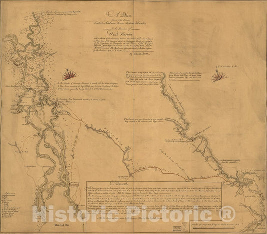 Historical Map, 1771 A Plan of Part of The Rivers Tombecbe, Alabama, Tensa, Perdido, Scambia in The Province of West Florida : with a Sketch of The Boundary, Vintage Wall Art