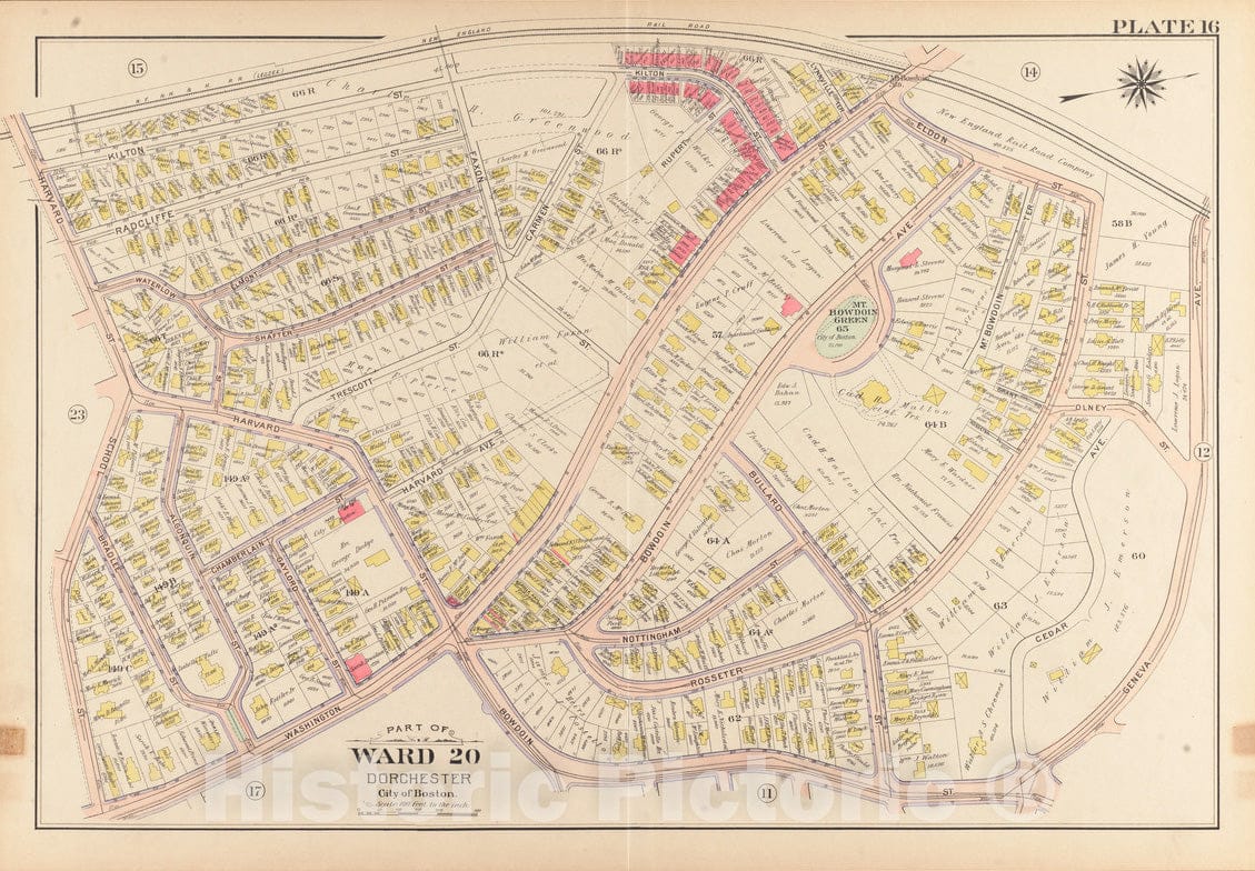 Historical Map, Atlas of The City of Boston, Dorchester, Mass. : Plate 16, Vintage Wall Art