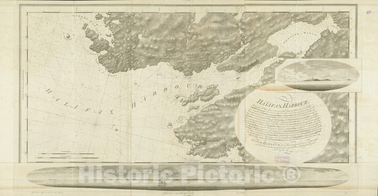 Historical Map, 1776 Halifax Harbour Catch Harbour Small Vessels only, Vintage Wall Art