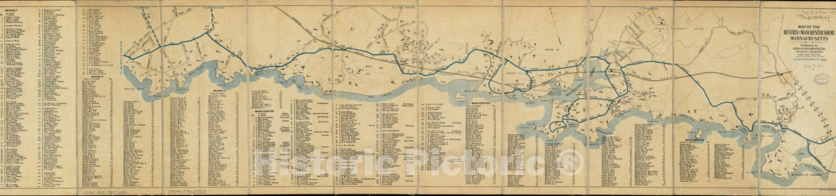 Historical Map, ca. 1907 Map of The Beverly and Manchester Shore Massachusetts, Vintage Wall Art