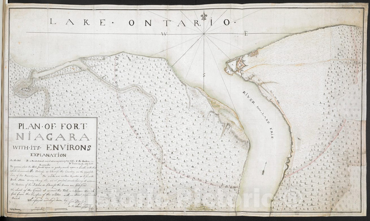 Historical Map, 1760 Plan of Fort Niagara with ITS Environs, Vintage Wall Art