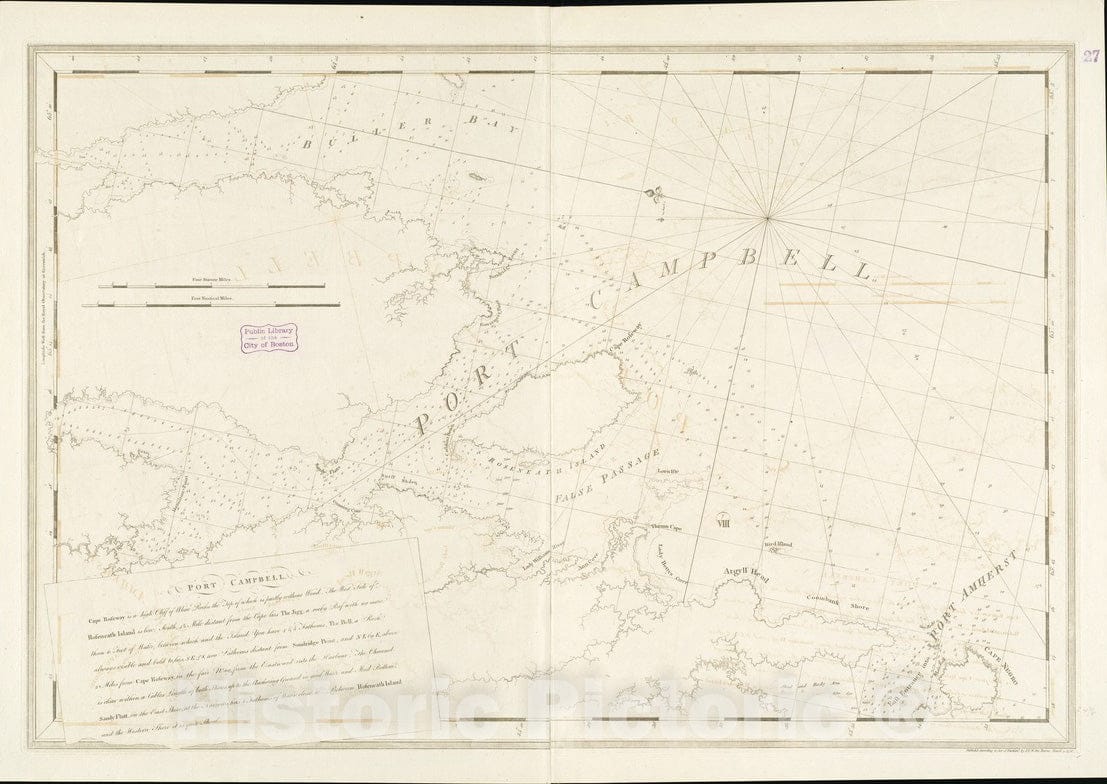 Historical Map, 1776 Port Campbell, Vintage Wall Art : 5133061