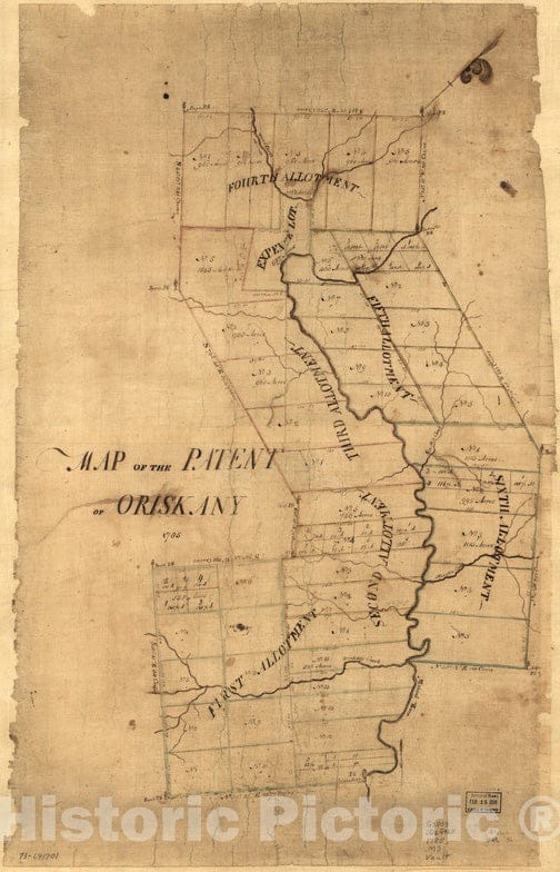 Historical Map, 1785 Map of The Patent of Oriskany, Vintage Wall Art