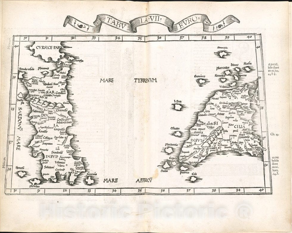Historical Map, 1525 Tabula VII Europae, Vintage Wall Art