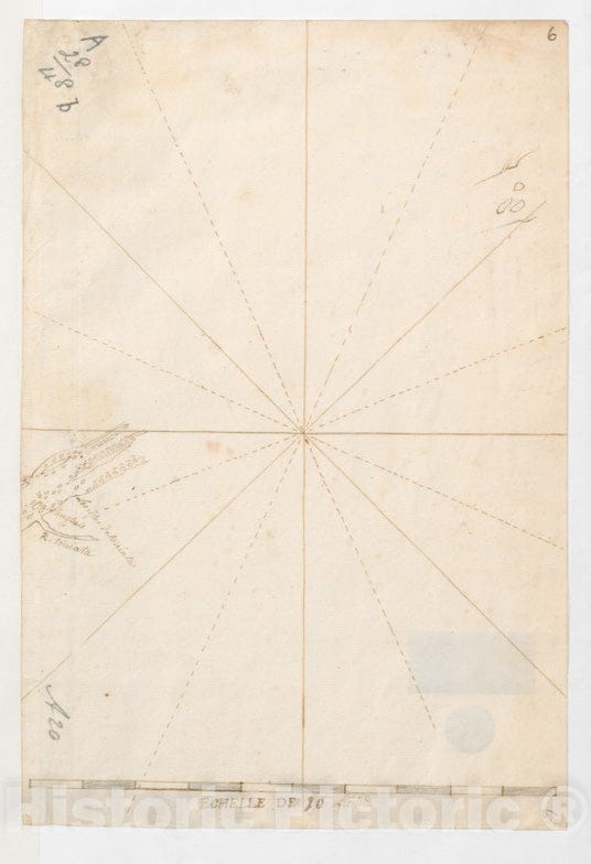 Historical Map, 1760 [Sketch map of The St Lawrence River at River Toniata], Vintage Wall Art