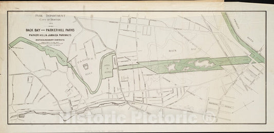 Historical Map, 1876 Back Bay and Parker Hill Parks : Parker Hill and Jamaica parkways : Boston and Roxbury districts, Vintage Wall Art