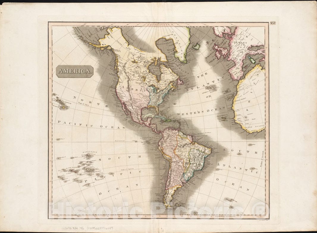 Historical Map, 1821-1827 America, Vintage Wall Art
