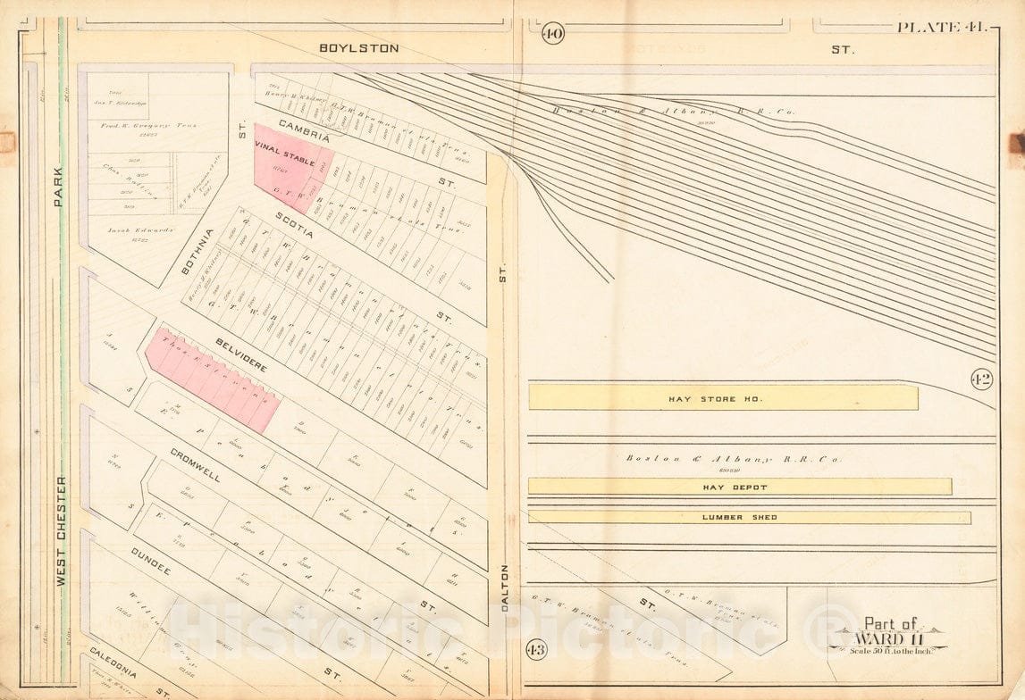 Historical Map, 1888 Atlas of The City of Boston : City Proper : Plate 41, Vintage Wall Art