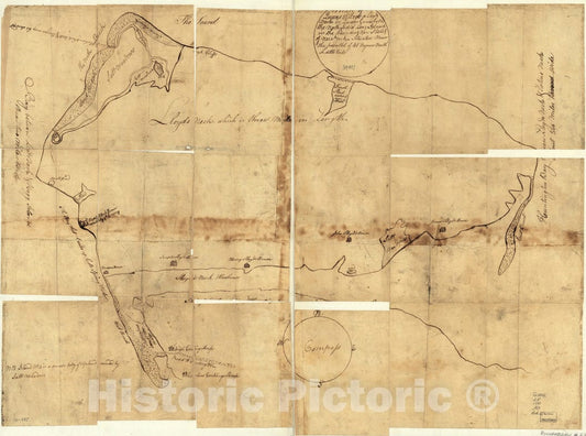 Historical Map, 1781 Map of Queens Village or Lloyd Neck in Queens County on The North Side of Long Island in The Province (Now State) of New York. Situated Near, Vintage Wall Art
