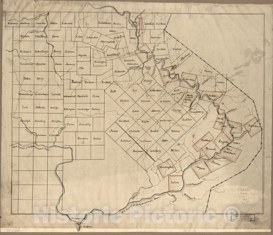 Historical Map, 1790-1799 The Part of Pennsylvania that lies between the forks of the Susquehannah, divided into townships, Vintage Wall Art