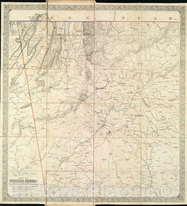 Historical Map, 1864 Map of northern Georgia, Vintage Wall Art