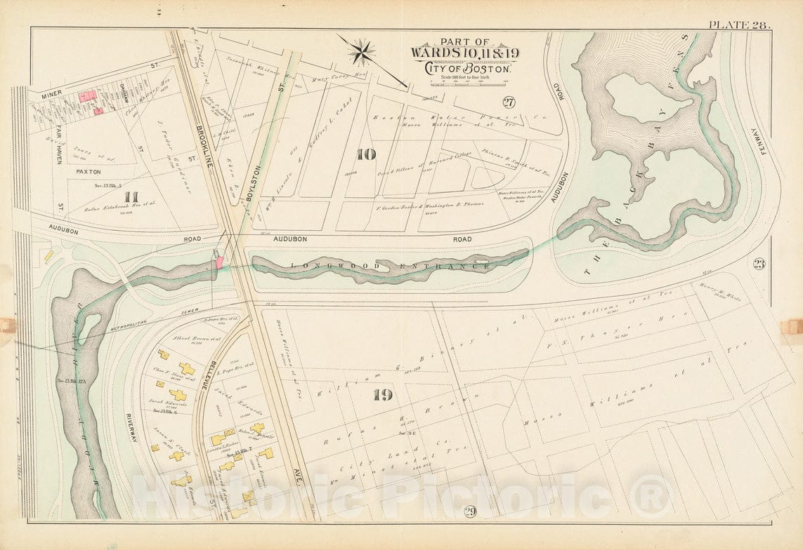 Historical Map, 1895 Atlas of The City of Boston, Boston Proper and Roxbury : Plate 28, Vintage Wall Art