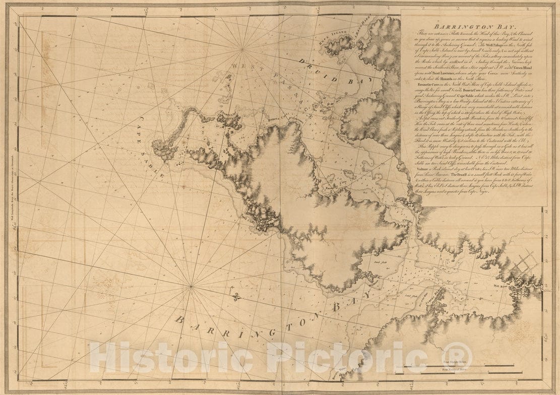 Historical Map, 1776 Barrington Bay, Vintage Wall Art : 5133398