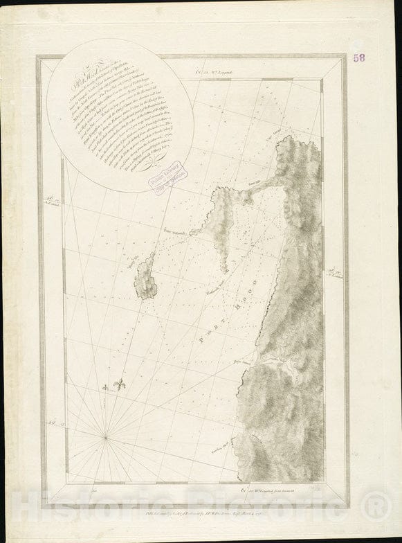 Historical Map, 1776 Port Hood, situated on The North-Western Extremity of The Island of Cape Breton, Vintage Wall Art