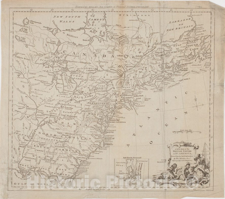 Historical Map, 1782 A New map of The British Empire in NTH. America, Vintage Wall Art