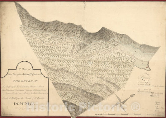 Historical Map, 1776 A Plan of That Part of The Rosalij Estate call'd The Retreat : The Property of His Excellency Charles O'Harra, Vintage Wall Art
