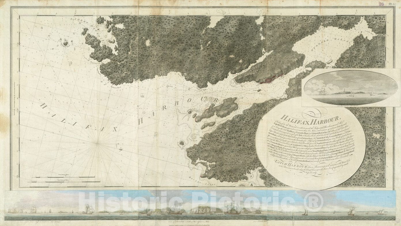 Historical Map, 1781 Halifax Harbour Catch Harbour Small Vessels only, Vintage Wall Art