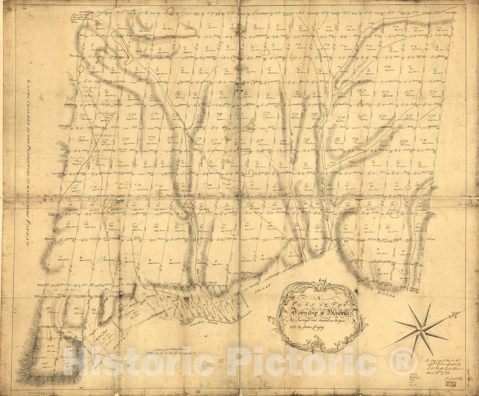 Historical Map, A Plan of The Township of Blenheim, as surveyed and Divided in The Year 1772, Vintage Wall Art