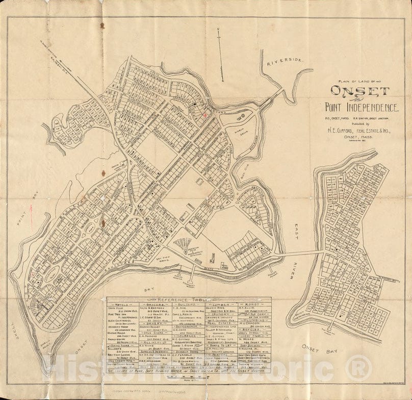 Historical Map, 1897 Plan of Land of Onset and Point Independence, Vintage Wall Art