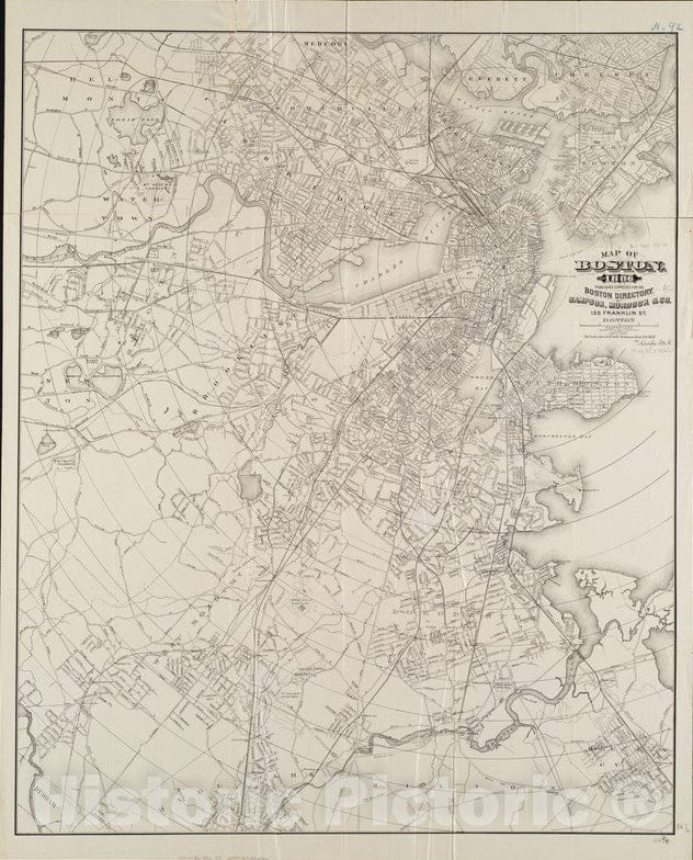 Historical Map, Map of Boston, for 1886, Vintage Wall Art