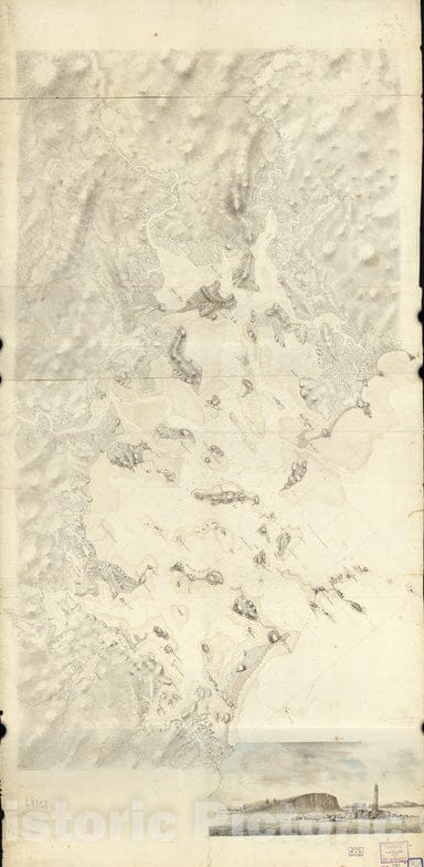 Historical Map, 1770-1779 Boston Harbor, Massachusetts, Vintage Wall Art