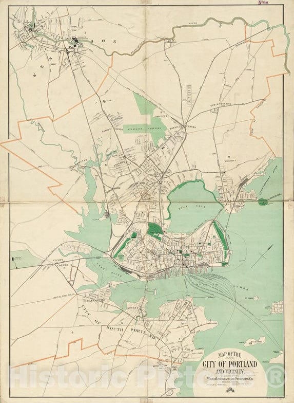 Historical Map, 1906 Map of The City of Portland and Vicinity, Vintage Wall Art