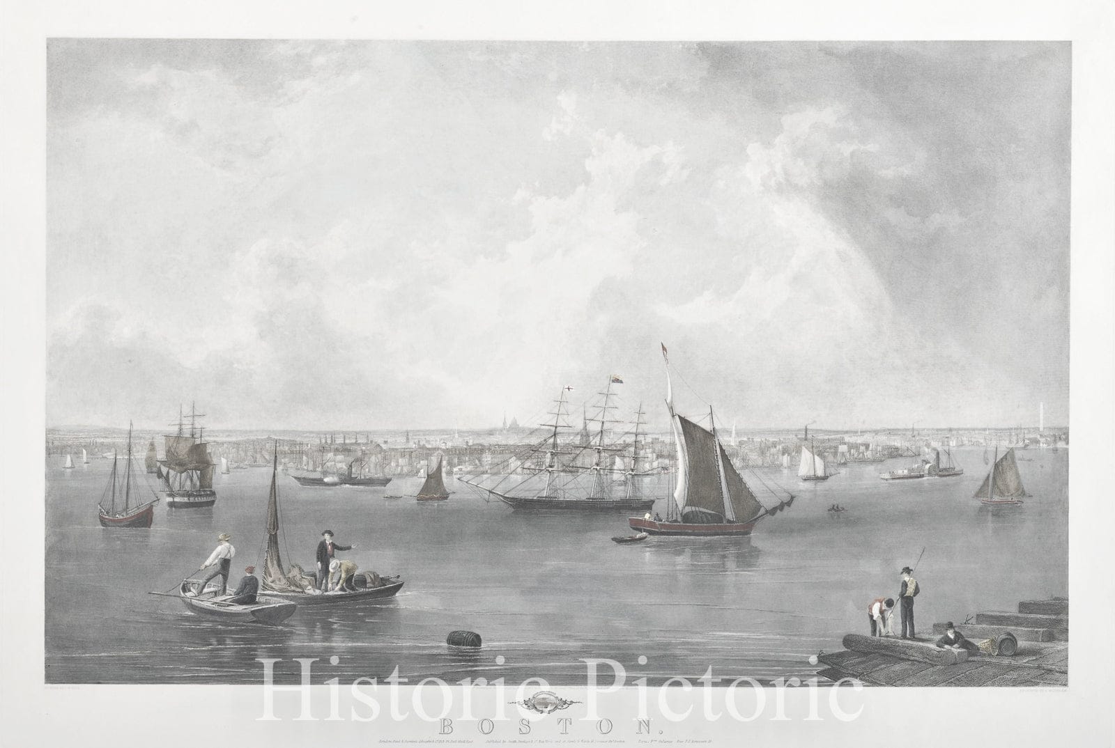Historical Map, 1857 Boston, Vintage Wall Art