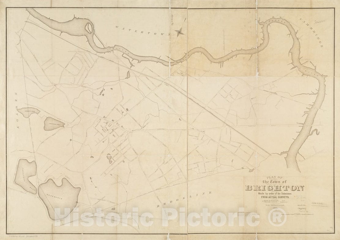 Historical Map, 1873 Plan of The Town of Brighton, Vintage Wall Art