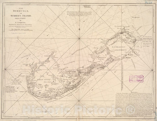 Historical Map, 1775 The Bermudas, or Summer's Islands, Vintage Wall Art