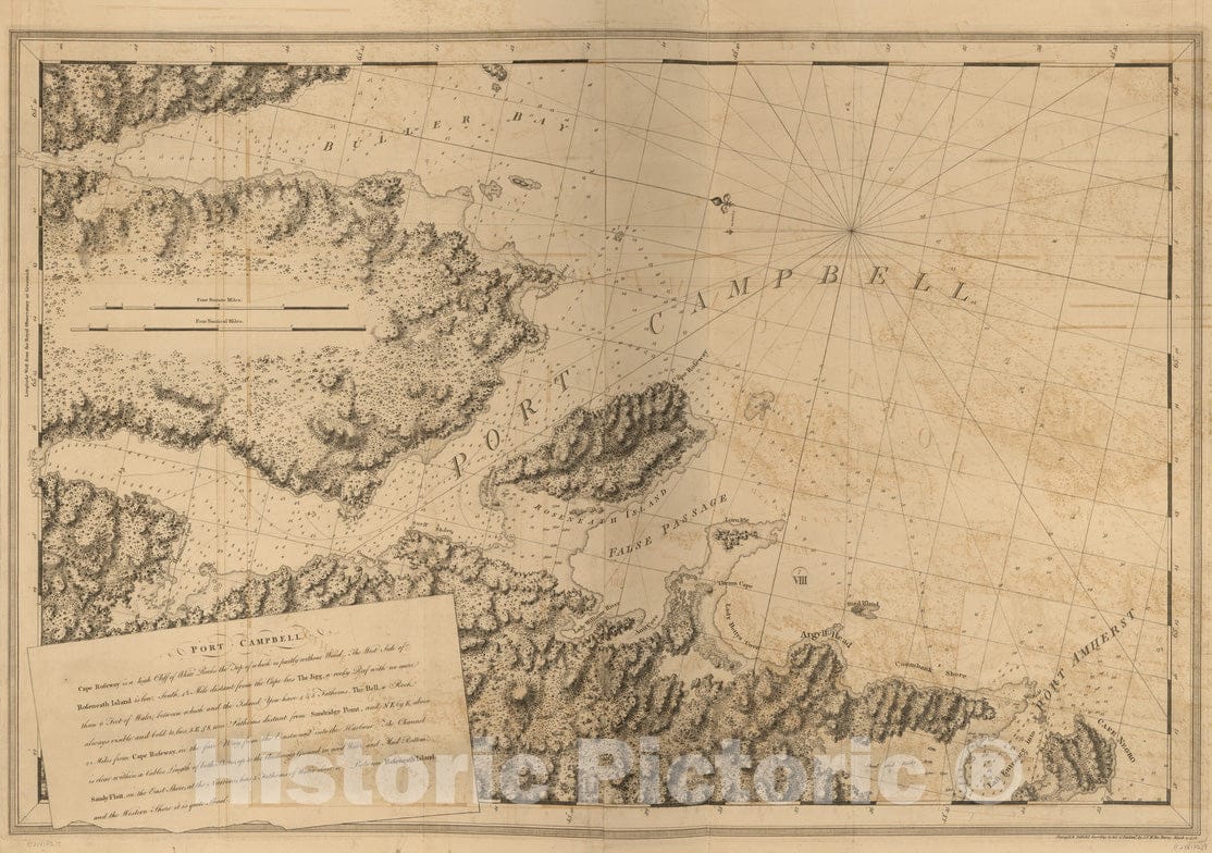 Historical Map, 1776 Port Campbell, Vintage Wall Art : 5133933