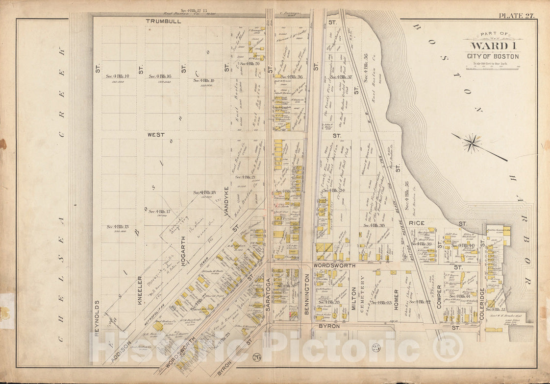Historical Map, 1901 Atlas of the city of Boston, East Boston : plate 27, Vintage Wall Art