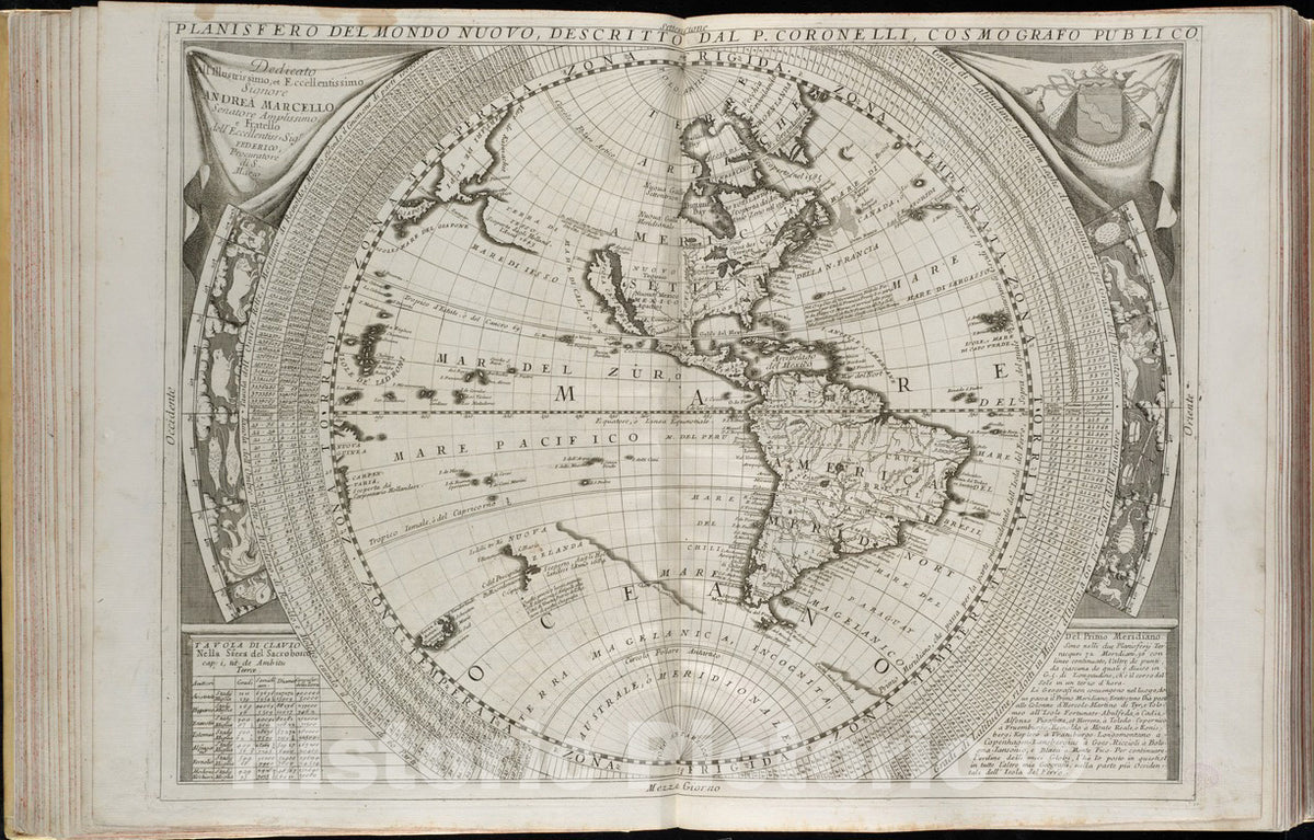Historical Map, 1691 Planisfero del Mondo Nuovo, Vintage Wall Art