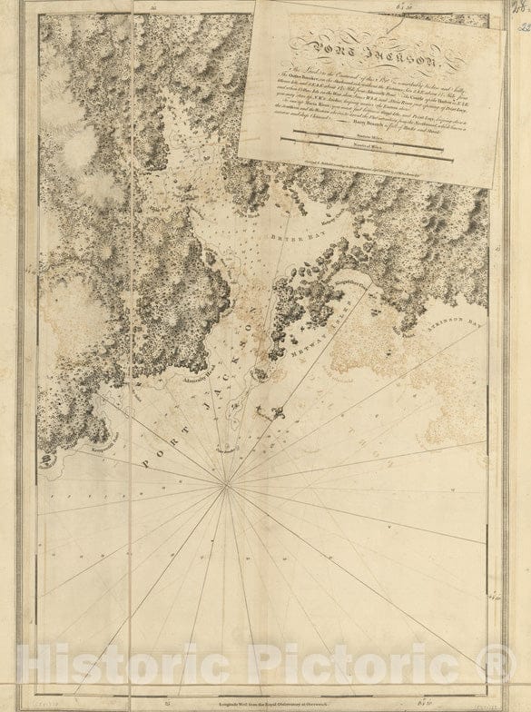 Historical Map, 1777 Port Jackson, Vintage Wall Art