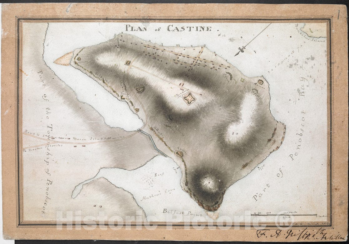 Historical Map, 1816 Plan of Castine, Vintage Wall Art