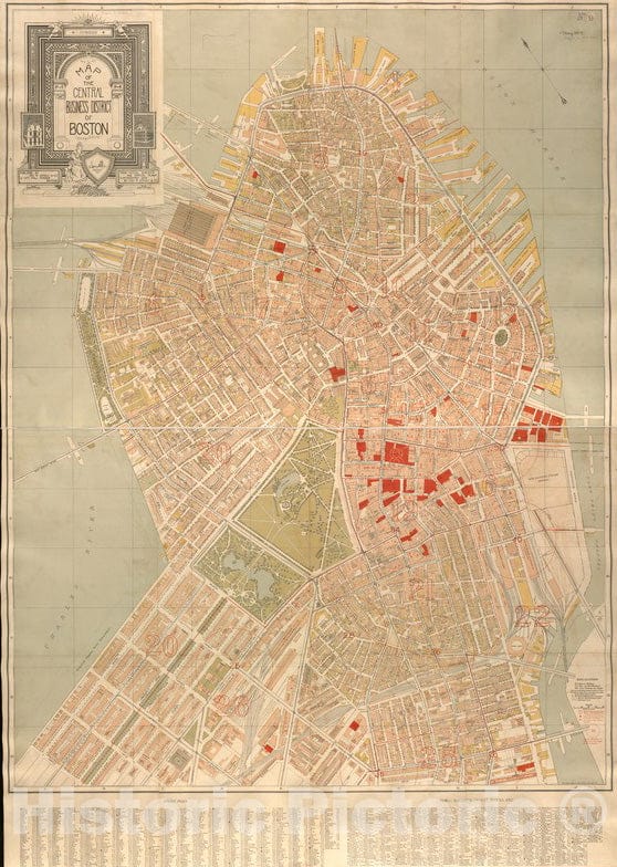 Historical Map, 1896 Map of The Central Business District of Boston, Vintage Wall Art
