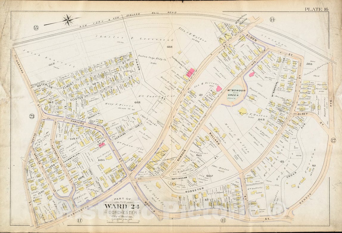 Historical Map, Atlas of The City of Boston : Dorchester, Mass. : Plate 16, Vintage Wall Art