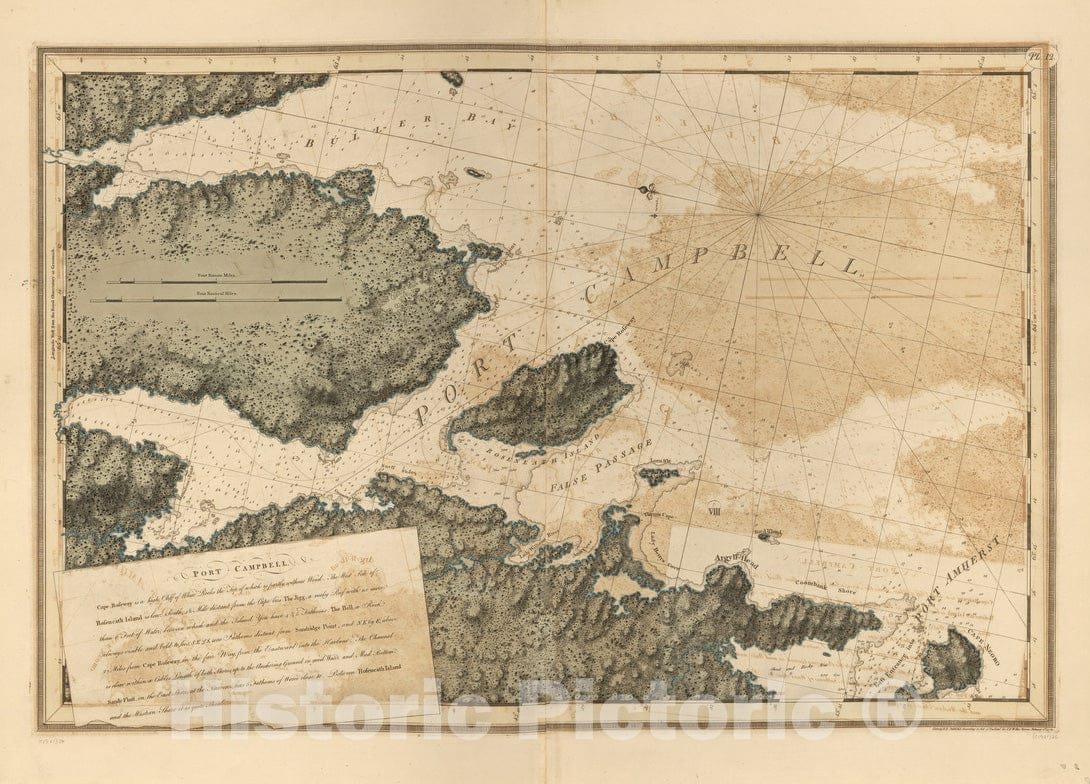 Historical Map, 1781 Port Campbell, Vintage Wall Art
