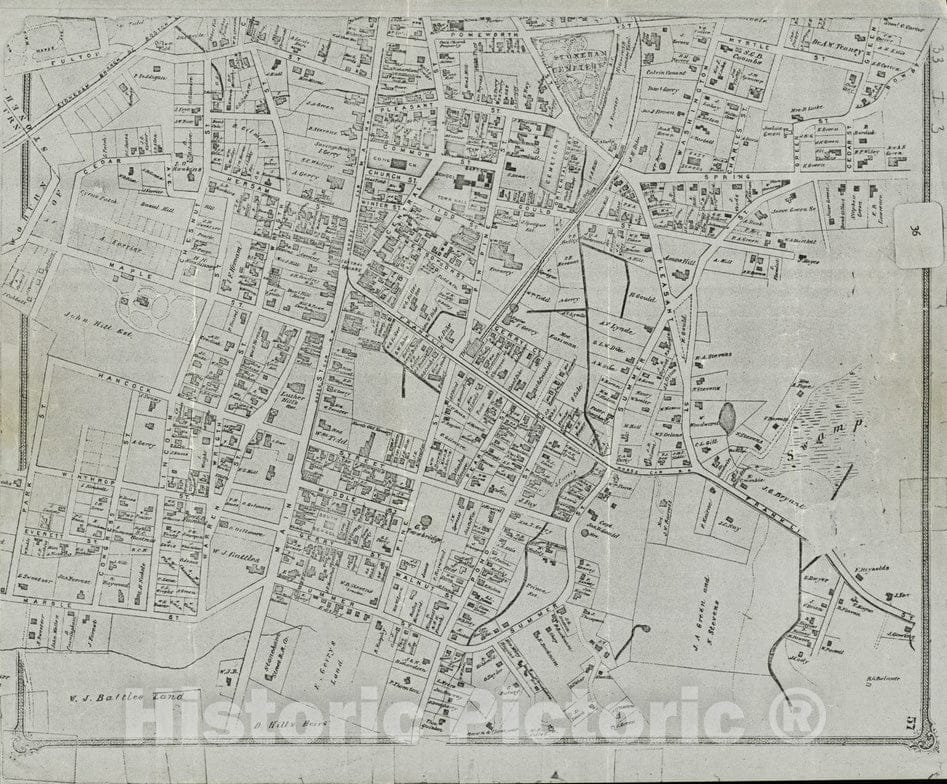 Historical Map, 1880-1889 Stoneham, Massachusetts, Vintage Wall Art