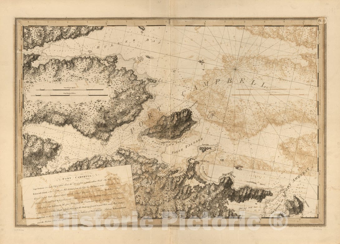 Historical Map, 1780 Port Campbell, Vintage Wall Art