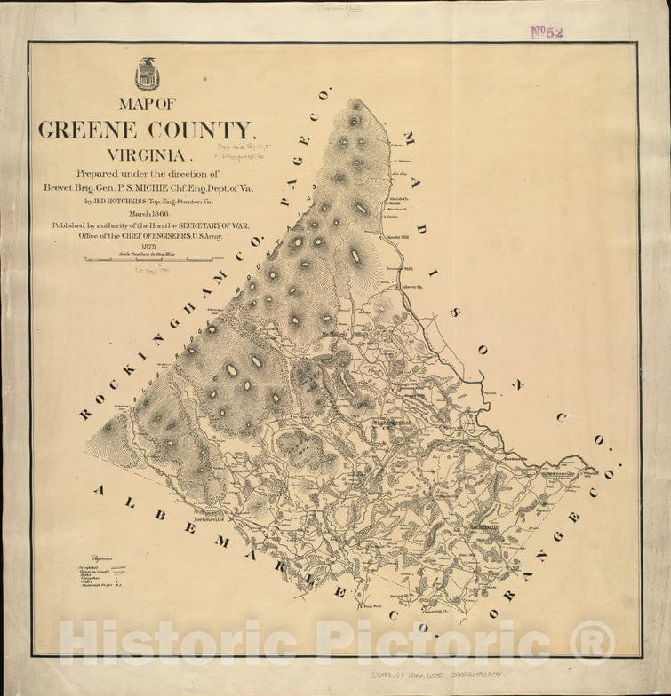 Historical Map, 1875 Map of Greene County, Virginia, Vintage Wall Art